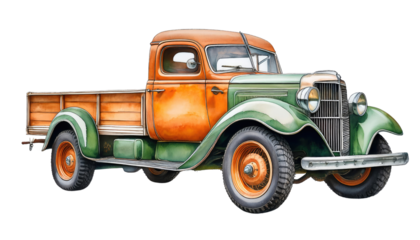 old truck isolated on white background 
