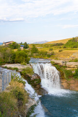 Obraz premium Lundbreck water falls in Alberta Canada