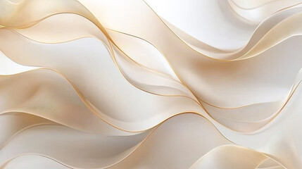 Obraz premium This image displays an elegant and luxurious abstract background with soft, flowing waves in a beige and cream color palette.