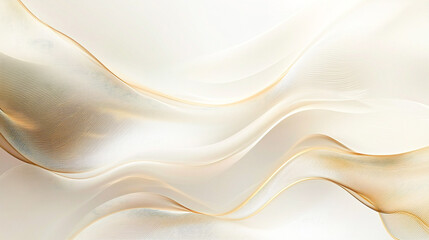 Obraz premium This image displays an elegant and luxurious abstract background with soft, flowing waves in a beige and cream color palette.