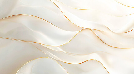 This image displays an elegant and luxurious abstract background with soft, flowing waves in a beige and cream color palette.