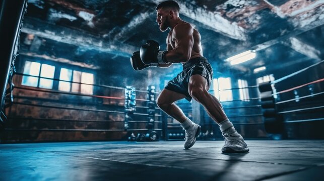Boxing footwork drills in a gym, highlighting the precision and agility required for effective movement in the ring