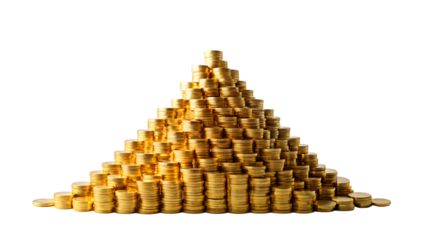 Golden coin stacks symbolize wealth and financial success
