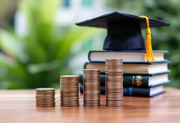 graduation cap and books
