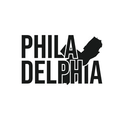 philadelphia city symbol, map icon with vector silhouette