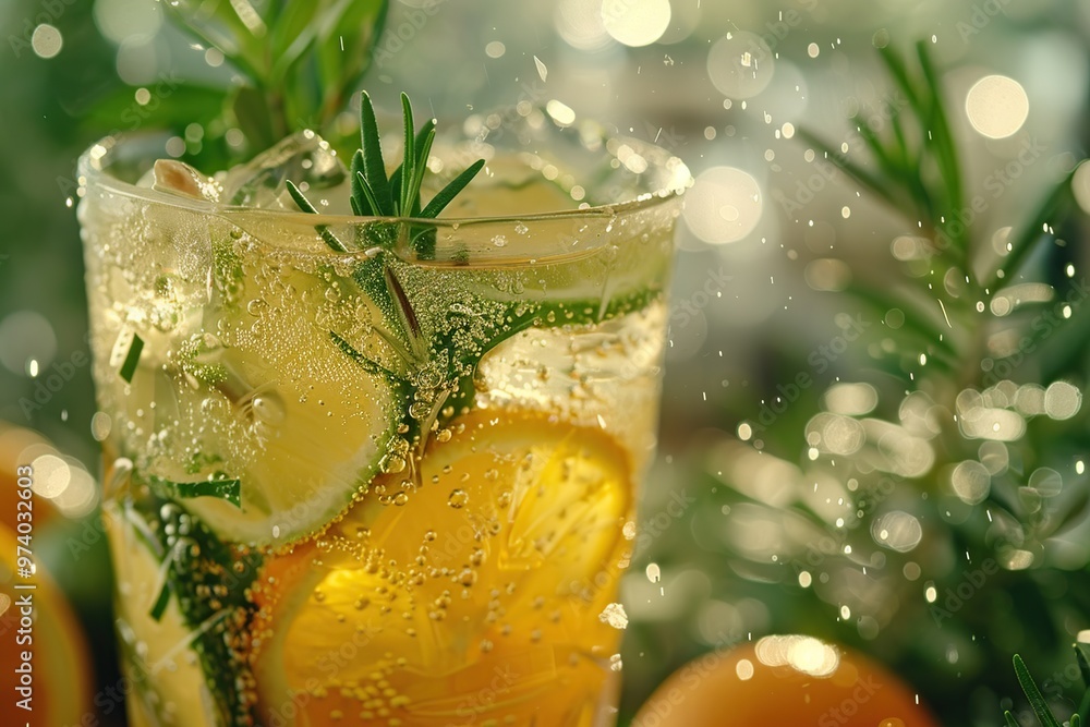 Canvas Prints refreshing summer drink with lemon, lime, and rosemary