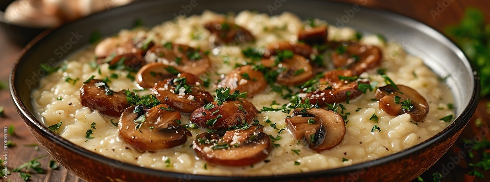 Sticker Mushroom Risotto with Parsley