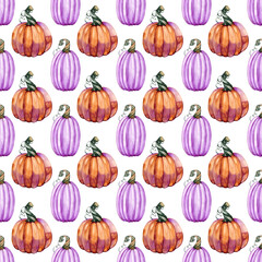 Cute hand drawn Pink Pumpkin seamless pattern, lovely design with gold details and decoration, great for thanks giving, textiles, banners, wallpapers, wrapping