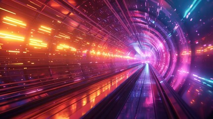 Futuristic and visually stunning tunnel with endless corridors of luminous energy vibrant colors and dynamic motion