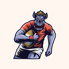 Rhino Rugby sport Mascot Illustration