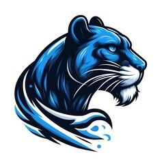 Illustration of a Blue Panther with Dynamic Swirl Elements