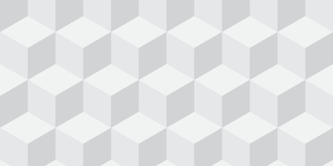 Seamless white geometric cube creative concept triangle overlapping overlap square technology background. geometric digital cubes fabric and wallpaper grid block texture background.