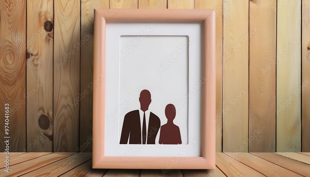 Poster 3d rendering of an empty picture frame in a small room.