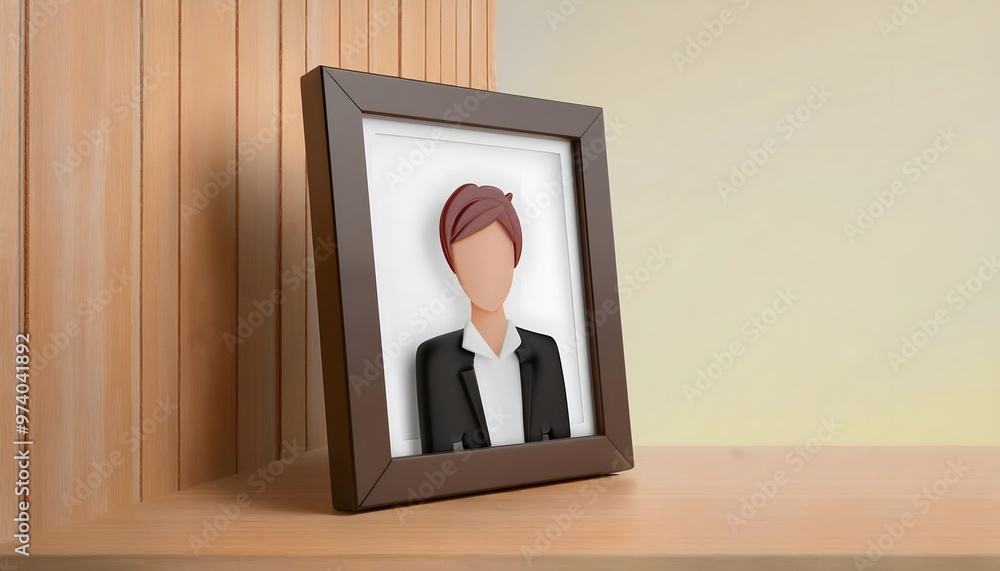 Poster 3d rendering of an empty picture frame in a small room.