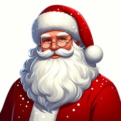 Illustration of Santa Claus with Red Hat and White Beard