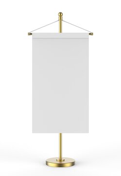Table top flag stand blank  3d render template illustration for branding and mockup.