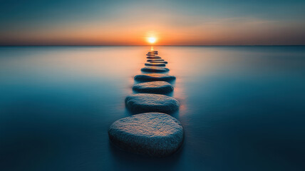 Obraz premium Endless Sea and Stone Path at Dawn