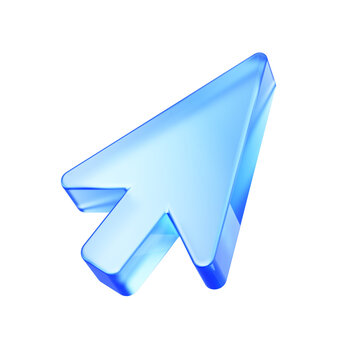 3d Click pointer cursor arrow icon on white background