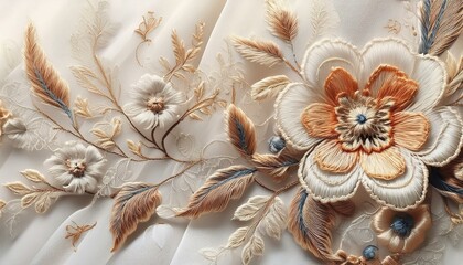 Fototapeta premium Incorporate floral embroidery in home decor. 