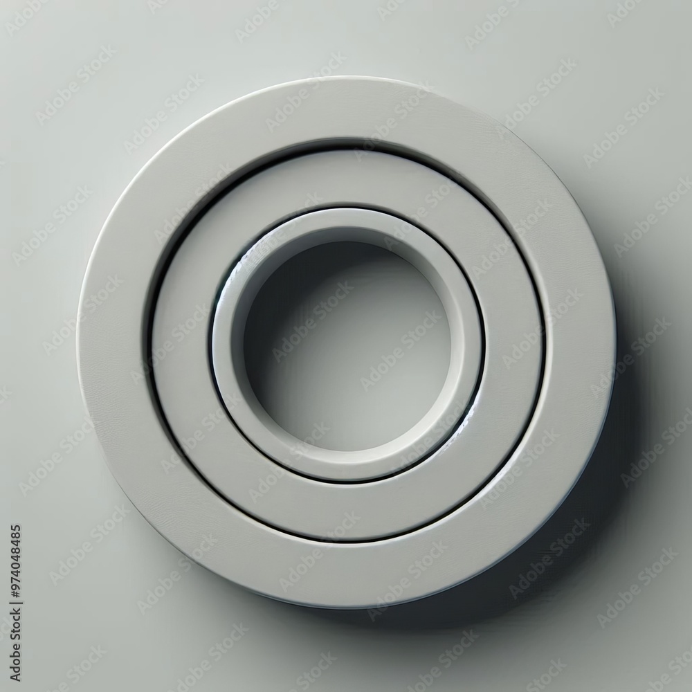 Poster a shiny 3d silver button design featuring an abstract sphere illustration that represents a modern i
