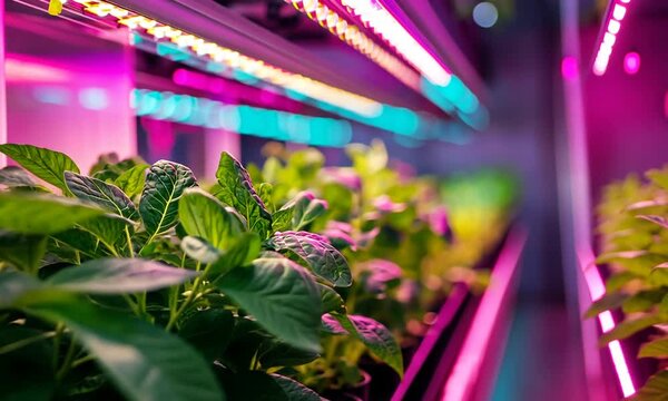 Vertical Hydroponic Farm With LED Lights