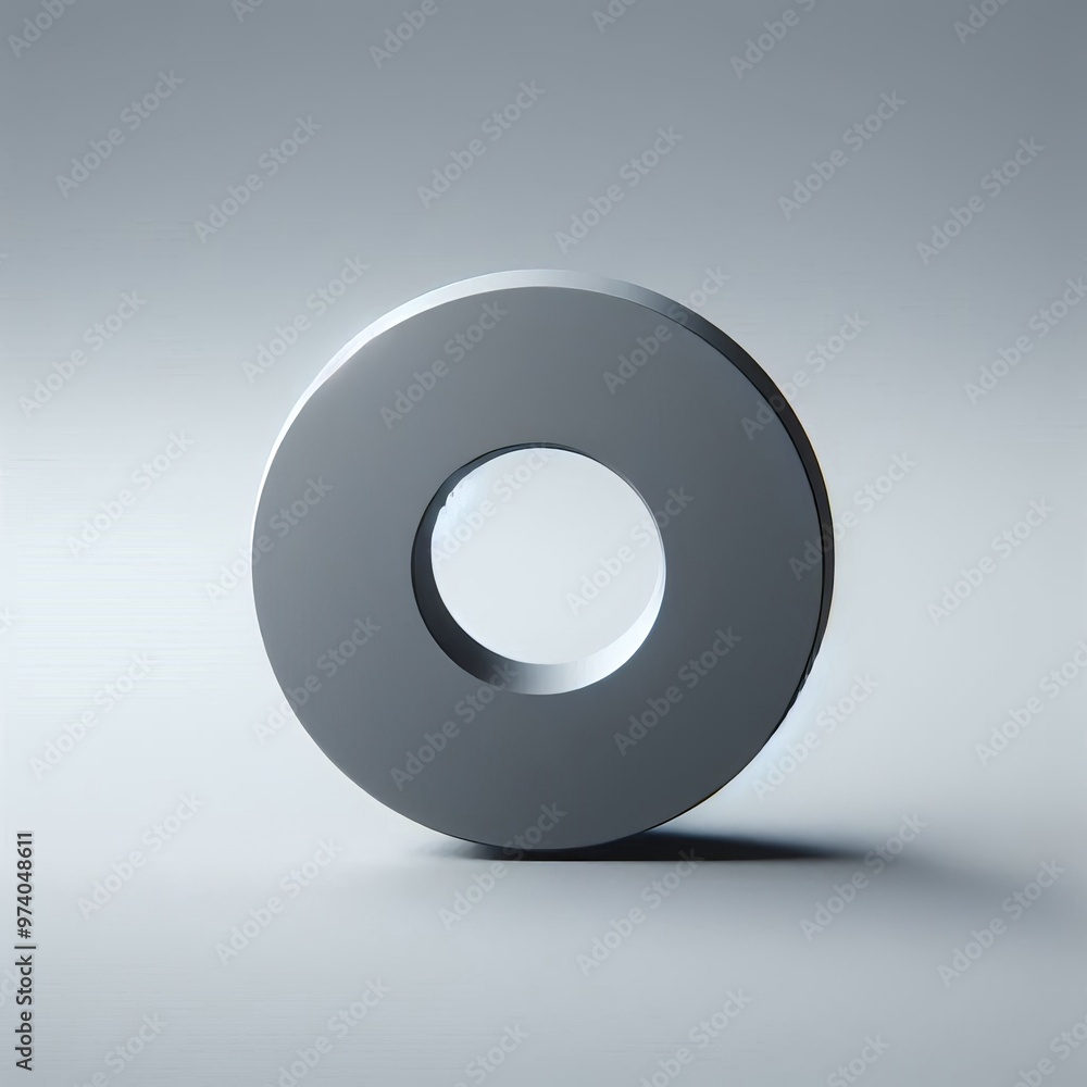 Poster a shiny 3d silver button design featuring an abstract sphere illustration that represents a modern i