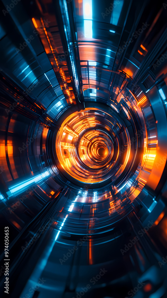 Poster energy loop in futuristic tech tunnel