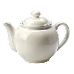 Fototapeta premium White ceramic teapot isolated on transparent background