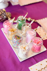 Variety of sprinkles on a table