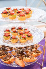 Three tiers of different horderves