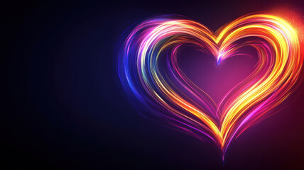 Abstract neon heart with fast-moving light