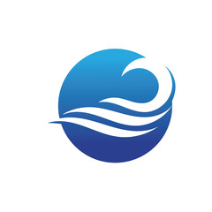 Water wave icon vector template logo
