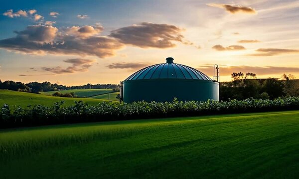 Biogas Digester at Sunset
