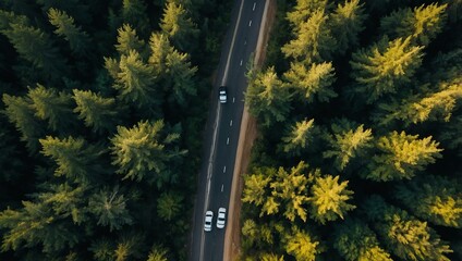 Overhead view of a forest road