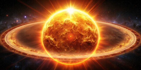 Obraz premium Breathtaking view of the sun's radiant disk, surrounded by a halo of light, amidst the inky blackness of