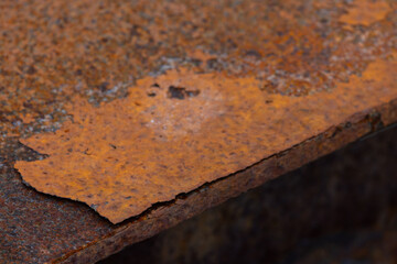 Industrial Cat Walk from abandoned Salt Processing Plant on The Mississippi River with Steel Beams. rusted steel beam concept.