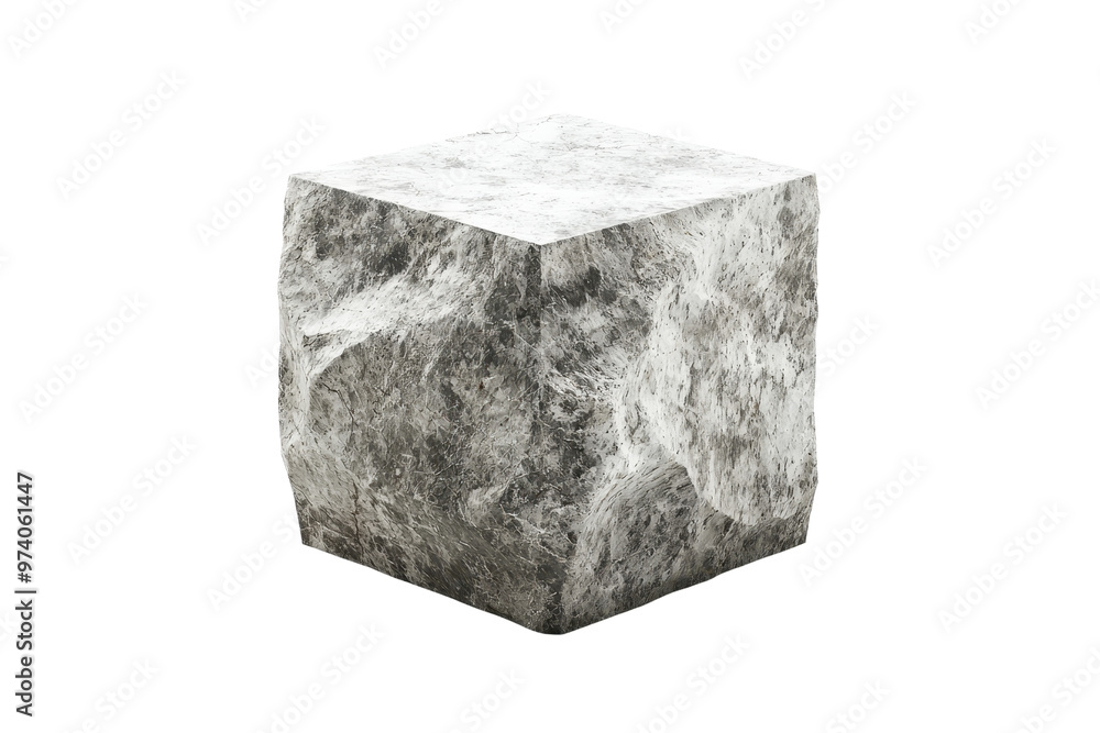 Poster high-resolution image of a textured marble cube against a transparent background. perfect for design