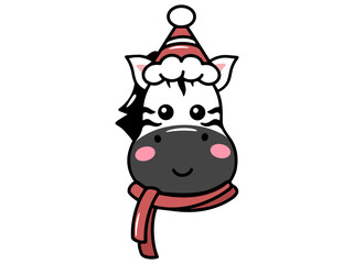Christmas Zebra Head Cartoon Illustration