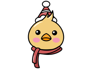 Christmas Chicks Head Cartoon Illustration