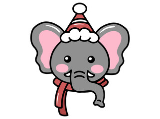 Christmas Elephant Head Cartoon Illustration