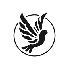 dove of peace symbol silhouette black logo isolated on white