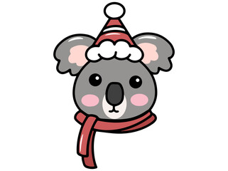 Christmas koala Head Cartoon Illustration