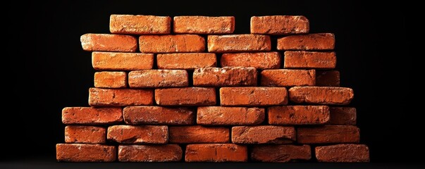 A detailed view of a rustic brick wall showcasing unique textures and earthy tones, perfect for construction and architecture themes.