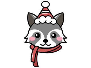 Christmas Weasel Head Cartoon Illustration