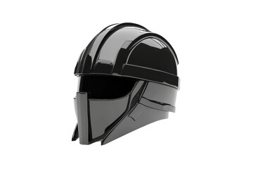 Fototapeta premium Sleek futuristic black helmet with visor, isolated on transparent background. perfect for sci-fi, fantasy, and gaming concepts.