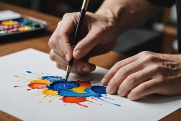 Naklejka premium Cropped image of hand painting on paper