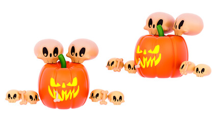 3d Illustration Halloween Icon transparent background 3d rendering