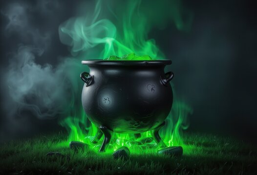 cauldron with fire