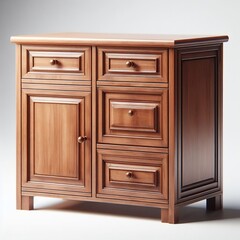 antique Wooden cabinet with drawers isolated on a white background