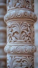  A close-up of a pillar, its decorative top displayed in cascade